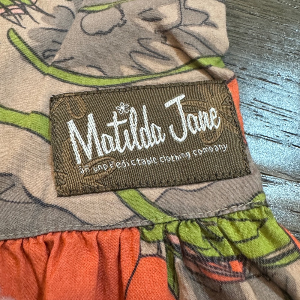 Matilda Jane Girls Pants Size 4 Floral Ruffle Bottoms Gray Orange Green - Picture 3 of 9